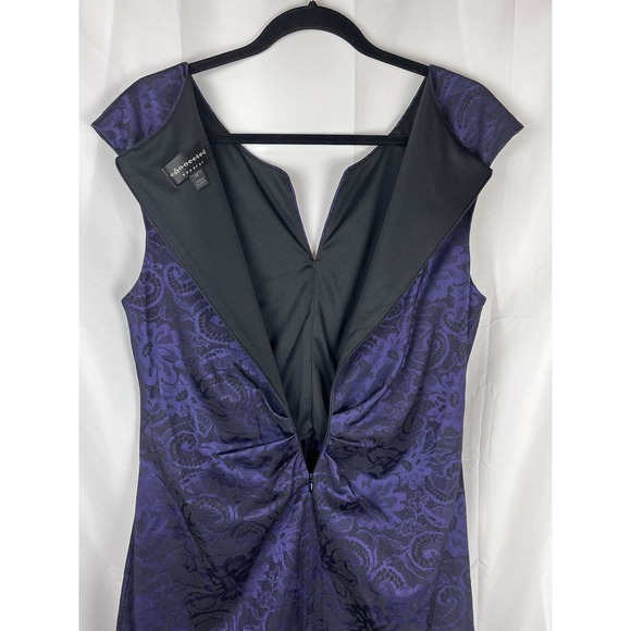 Connected Apparell‎ Violet Black Floral Whimsigoth Jacquard Sheath Dress Size 14 - Picture 4 of 15